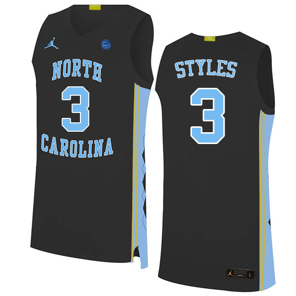 Men #3 Dontrez Styles North Carolina Tar Heels College Basketball Jerseys Sale-Black - Click Image to Close